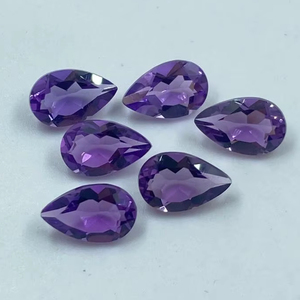 Pierre précieuse améthyste violette de qualité supérieure en forme de poire, pierre en vrac de 4,75 carats, 5x8mm pour la fabrication de bijoux, 6 pièces - Product Image 1