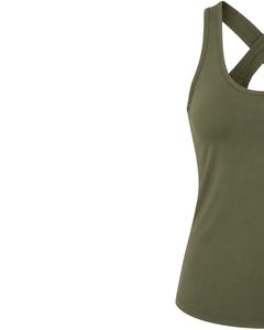 Customized Olive Green Women <b>Cross</b> Back Yoga Tank <b>Top</b> Breathable Sleeveless Gym Fitness Workout Activewear Sports Vest Shirt - Product Image 3