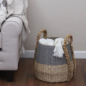 Panier de rangement en jacinthe d'eau tressée avec corde en papier, écologique, multifonctionnel pour le linge et les essentiels ménagers, fabriqué au Vietnam - Product Image 6