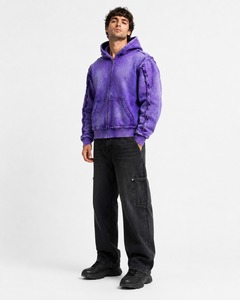 Sweat à capuche pour homme en coton 100% tricoté, avec logo personnalisé, effet délavé, haute qualité, style tendance, vente directe d'usine - Product Image 4