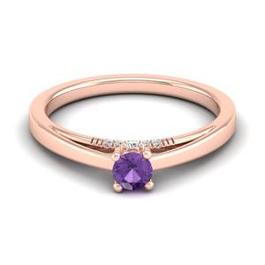 Anillos de Plata de Ley 925 con Moissanita Certificada GRA, Corte Redondo, 0.25 Quilates, Gema de Amatista, Precio al por Mayor REYES - Product Image 5