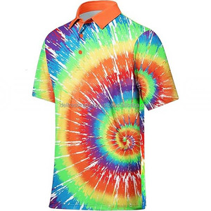 เสื้อโปโลผู้ชายแบบมีกระดุมลายฮิปปี้ย้อมสีวินเทจเสื้อเชิ๊ตคุณภาพสูงดีไซน์แบบกำหนดเอง - Product Image 2