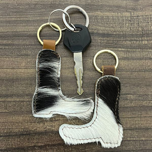 2026 New Personalized Handmade Cowhide Leather Boot Shaped Keychain Western Real Genuine Leather Key Fob Unisex Gift Accessories - Product Image 5