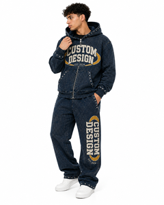 Tracksuit Set <b>Zip</b> Up Hoodie Wide Leg Pants Streetwear Style Graphic Lettering Matching Custom Apparel Unisex Adult Autumn - Product Image 1