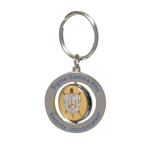 Porte-clés rotatif personnalisé en métal, breloque décorative ronde pour sac, cadeau personnalisé en gros - Product Image 1