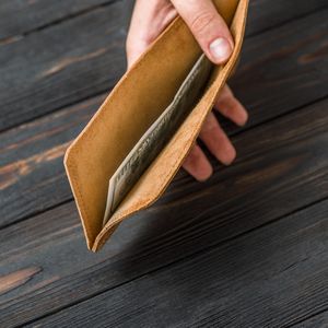 Portefeuille en cuir Clean Line, pochette longue minimaliste, pochette à monnaie élégante, porte-cartes de base pour organiser l'argent liquide - Product Image 2