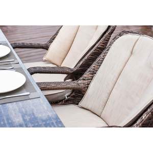 Juego de Comedor de Mimbre Marrón de 7 Piezas con Mesa de Ratán y Sillón para Jardín - Product Image 5