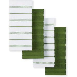 Juego de 4 Toallas de Cocina Albany Matcha Verde/Blanco, 16"x26"- para tu Cocina - Product Image 1