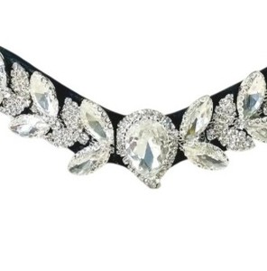 Fronture de cheval en cuir premium avec strass verts décoratifs, pour bride anglaise, FAB International, taille personnalisée, Boîte BB-03 - Product Image 2