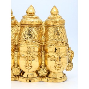 Estatua de escultura de latón para colgar en la pared de la diosa Gayatri de cinco cabezas de 15 pulgadas - Product Image 2