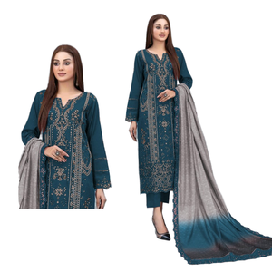 Seda Vetican de primera calidad con trajes bordados Catálogo completo disponible a precio mayorista, Dupatta con impresión digital y bordado. - Product Image 1