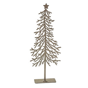 Distressed White Metal Christmas <b>Tree</b> <b>Light</b> Cutout Tabletop <b>Tree</b> Showpiece <b>With</b> Star Topper Xmas Decoration - Product Image 4