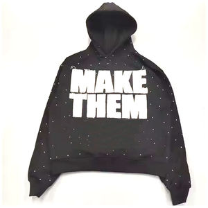 Sudadera con capucha personalizada morada con pedrería, sudadera con brillo para hombre, chándal unisex de talla grande - Product Image 2