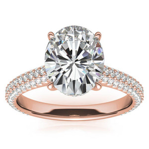 Anillo de Compromiso y Boda con Diamante Cultivado en Laboratorio, Estilo Halo Oculto Ovalado, Oro Amarillo Sólido Personalizado para Mujer, Certificado IGI - Product Image 5