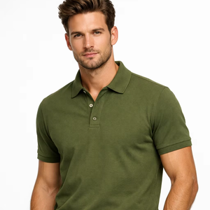 Chemise Formelle Homme Vert Olive à Manches Courtes - Logo sur le Devant - Tissu 100% Coton Tissé - Qualité Export - Primora Global Apparel - Product Image 1
