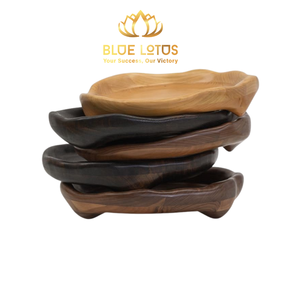 Planche à découper en bois poli motif feuille de lotus bleu Lucy, réutilisable, écologique, décoration moderne pour la maison, plateau de service alimentaire - Product Image 3