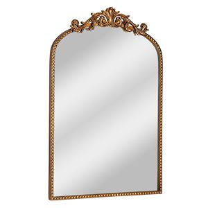 <b>Antique</b> <b>Gold</b> Arch Wall Vanity <b>Mirror</b> 30FT X 20FT Ornate Vintage Baroque Decorative Scroll Crest Beaded Frame - Product Image 1