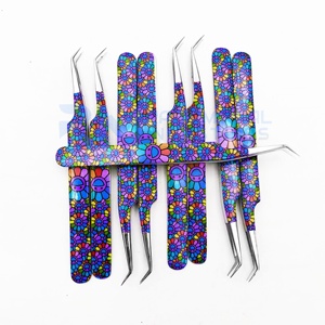 Pince à épiler professionnelle RMI personnalisée à 45 degrés pour extensions de cils, pointe dentelée, revêtement papier, prise diamantée, en acier inoxydable - Product Image 6