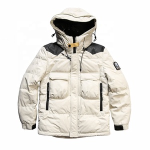 <b>Men's</b> <b>Cream</b> Winter <b>Jacket</b> Full Sleeve Windproof Hooded with Pockets Left Sleeve Logo leather motor <b>jacket</b> <b>Men's</b> all seasons - Product Image 1