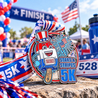 Médaille de marathon 5K personnalisée en émail souple, récompense sportive en métal, médaille de finisseur de course avec ruban