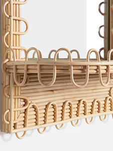 Handcrafted Rattan Woven Wall Shelf <b>Mirror</b> with Decorative <b>Arched</b> Frame and Storage Ledge for Bedroom <b>Bathroom</b> Home Decor - Product Image 4