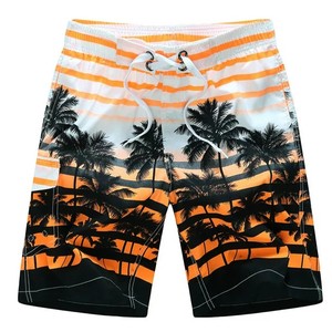 Breathable Custom Quick Dry Waterproof Geometric Pattern Eco-Friendly 100% Cotton <b>Men</b> Board Swim Shorts Drawstring Closure - Product Image 4