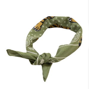 Green Cotton Bandana with Tiger <b>Print</b> Multifunctional Head Wrap for Casual Wear Unisex 50x50cm - Product Image 1