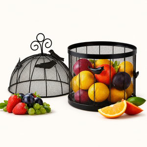 Cesta de frutas decorativa con forma de manzana, de malla, con tapa protectora, contenedor de almacenamiento de alimentos de acero inoxidable, resistente al óxido, para cocina. - Product Image 4