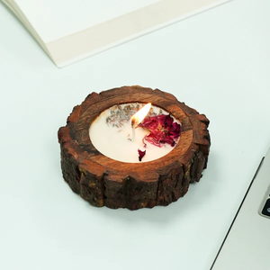 Handcrafted Wooden Bark Bowl <b>Candle</b> Rustic Natural Centerpiece Farmhouse Home Decor Gift for Wedding Holiday and Cozy Table Sett - Product Image 1