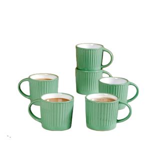 set of 6 ceramic coffee mug green 300ml Hot Selling product <b>Printed</b> Handmade Ceramic mug Coffee Cups - Product Image 1