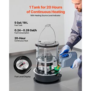 Estufa Portátil de Queroseno de 9000 BTU, 2 en 1, sin Electricidad, con Altura de Llama Ajustable, para Uso en Interiores y Exteriores, para Garajes - Product Image 3