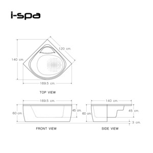 Bañera de Hidromasaje Triangular Acrílica Moderna Independiente IZE 120 para Uso en Hoteles y Villas - Product Image 5