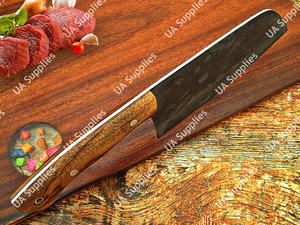 Couteau de chef en acier au carbone 58 HRC de qualité industrielle, fait main, décapé à l'acide, forme extra-plate, manche ergonomique en bois de rose - Product Image 6