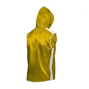 Professional Gold Ring Jacket Sleeveless Hooded <b>Boxing</b> Entrance Vest Championship Fighter <b>Robe</b> Custom - Product Image 2