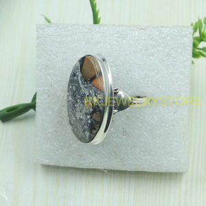 Honeybee Jasper <b>Ring</b> 925 Sterling Silver Handmade Oval Cabochon Bezel Set Boho <b>Statement</b> <b>Ring</b> Natural Stone Jewelry Gift Women - Product Image 3