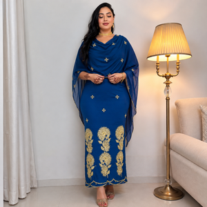 Toub soudanais de qualité supérieure, tissu en voile 100% coton |   Tissu de robe africaine élégant brodé avec des motifs floraux, doux et respirant - Product Image 4