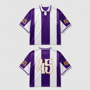 เสื้อฟุตบอลผู้ชายสไตล์เรโทร คอวี แขนสั้น ผ้าโพลีเอสเตอร์ 100% ระบายอากาศ ซับเหงื่อ รับสกรีนโลโก้ ชื่อทีม - Product Image 5