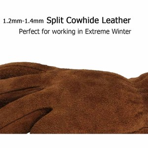 Whole Sale Cowhide Split Leather <b>Driver</b> Work <b>Gloves</b> Wool Lining Personal Protective Heavy Duty Gardening Outdoor Activities - Product Image 2