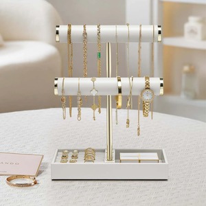 <b>Black</b> Metal Jewelry Organizer Stand with Multiple Bars for Necklaces Earrings Bracelets and Rings Display Rack - Product Image 4