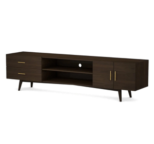 Mueble para TV de Madera de Teca Sólida de Estilo Moderno de Mediados de Siglo, Centro de Entretenimiento con Cajones y Estante Abierto, Mueble para el Hogar - Product Image 2