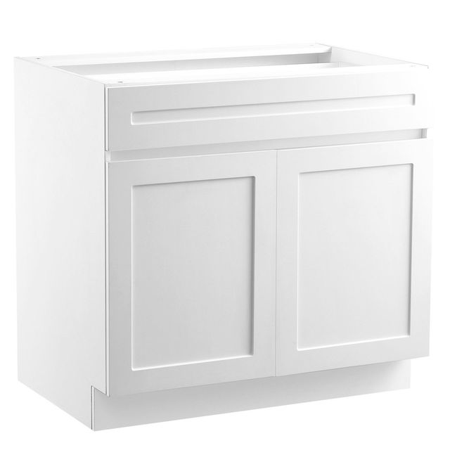 Unassembled 30-Inch White Shaker Base Cabinet Drawer 24\" W X 34.5\" H 30\" W X 34.5\" H Ready-to-Assemble Kitchen Storage