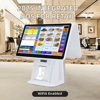 Caisse enregistreuse POS à double écran/écran unique de 15,6 pouces avec imprimante et scanner en option, adaptée aux systèmes de caisse de restaurant