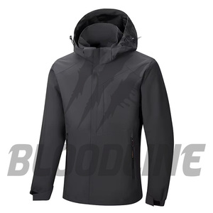 Veste imperméable à capuche pour homme, manches longues, noire, impression par sublimation, vêtements d'extérieur pour l'hiver - Product Image 1