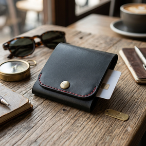 Top Grain Leather Compact <b>Wallet</b> – Premium Handcrafted Men's Slim Leather <b>Wallet</b> with Card Slider - Product Image 3