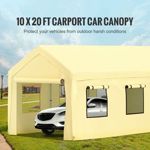 Tettoia per Auto Resistente 10 x 20 piedi con 8 Gambe, Riparo per Garage con Pareti Laterali Rimovibili e Finestre, Copertura per Camion - Product Image 2