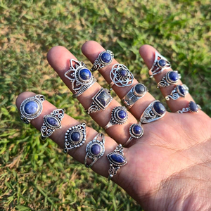 JewelryTownIN Natural Lapis Lazuli <b>Rings</b> Bulk Wholesale Handmade Blue Gemstone Silver Plated Adjustable Boho Statement Jewelry - Product Image 3