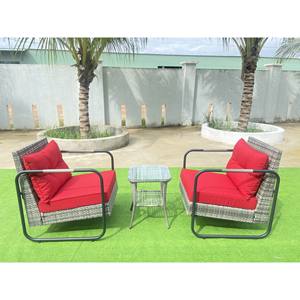 Ensemble de jardin extérieur 3 pièces en rotin Glider Patio Bistro avec coussins et table d'appoint en verre pour le patio - Product Image 6