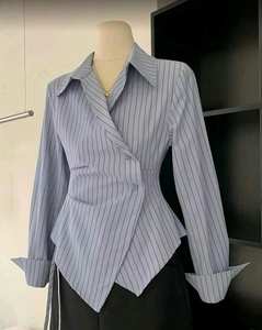 Blusa Elegante a Rayas de Invierno para Mujer, Talla Grande, Estilo Blazer, Manga Larga, Lino/Algodón, Camisa de Oficina, Top Formal de Moda 3D - Product Image 2