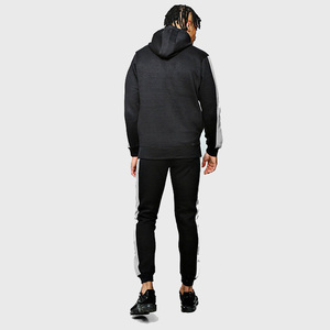 Conjunto Deportivo para Hombre en Negro con Paneles de Color, Sudadera con Capucha y Cremallera de Manga Larga y Pantalones, Corte Regular, para Otoño - Product Image 4