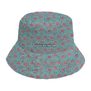 Sombrero de pescador acolchado de algodón con estampado a mano para mujer, adolescente, para exteriores, resistente al viento, para carnavales, de alta calidad. - Product Image 1